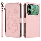 For Tecno Pova 6 4G Butterfly Love Flower Multi-card Zipper Wallet Leather Phone Case(Pink) - 2