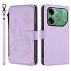 For Tecno Pova 6 4G Butterfly Love Flower Multi-card Zipper Wallet Leather Phone Case(Light Purple) - 2