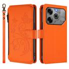 For Tecno Pova 6 5G / 6 Pro 5G Butterfly Love Flower Multi-card Zipper Wallet Leather Phone Case(Orange) - 2