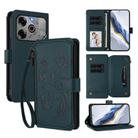 For Tecno Pova 6 5G / 6 Pro 5G Butterfly Love Flower Multi-card Zipper Wallet Leather Phone Case(Dark Green) - 1