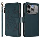 For Tecno Pova 6 5G / 6 Pro 5G Butterfly Love Flower Multi-card Zipper Wallet Leather Phone Case(Dark Green) - 2