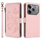 For Tecno Pova 6 5G / 6 Pro 5G Butterfly Love Flower Multi-card Zipper Wallet Leather Phone Case(Pink) - 2