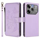 For Tecno Pova 6 5G / 6 Pro 5G Butterfly Love Flower Multi-card Zipper Wallet Leather Phone Case(Light Purple) - 2