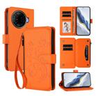 For Tecno Camon 30 Pro 5G Butterfly Love Flower Multi-card Zipper Wallet Leather Phone Case(Orange) - 1