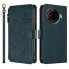For Tecno Camon 30 Pro 5G Butterfly Love Flower Multi-card Zipper Wallet Leather Phone Case(Dark Green) - 2