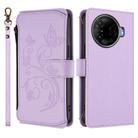 For Tecno Camon 30 Pro 5G Butterfly Love Flower Multi-card Zipper Wallet Leather Phone Case(Light Purple) - 2