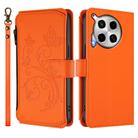 For Tecno Camon 30 4G / 5G Butterfly Love Flower Multi-card Zipper Wallet Leather Phone Case(Orange) - 2