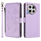 For Tecno Camon 30 4G / 5G Butterfly Love Flower Multi-card Zipper Wallet Leather Phone Case(Light Purple) - 2