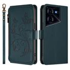 For Tecno Pova 5 Pro 5G Butterfly Love Flower Multi-card Zipper Wallet Leather Phone Case(Dark Green) - 2