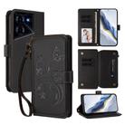 For Tecno Pova 5 Pro 5G Butterfly Love Flower Multi-card Zipper Wallet Leather Phone Case(Black) - 1