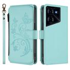For Tecno Pova 5 Pro 5G Butterfly Love Flower Multi-card Zipper Wallet Leather Phone Case(Mint Green) - 2