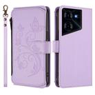 For Tecno Pova 5 Pro 5G Butterfly Love Flower Multi-card Zipper Wallet Leather Phone Case(Light Purple) - 2