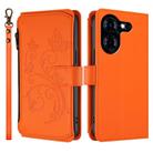 For Tecno Pova 5 Butterfly Love Flower Multi-card Zipper Wallet Leather Phone Case(Orange) - 2