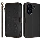 For Tecno Pova 5 Butterfly Love Flower Multi-card Zipper Wallet Leather Phone Case(Black) - 2