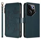 For Tecno Camon 20 Premier 5G Butterfly Love Flower Multi-card Zipper Wallet Leather Phone Case(Dark Green) - 2