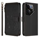 For Tecno Camon 20 Premier 5G Butterfly Love Flower Multi-card Zipper Wallet Leather Phone Case(Black) - 2
