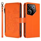 For Tecno Camon 20 Pro 5G Butterfly Love Flower Multi-card Zipper Wallet Leather Phone Case(Orange) - 2