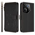 For Tecno Camon 20 Pro 5G Butterfly Love Flower Multi-card Zipper Wallet Leather Phone Case(Black) - 2