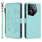 For Tecno Camon 20 Pro 5G Butterfly Love Flower Multi-card Zipper Wallet Leather Phone Case(Mint Green) - 2
