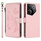 For Tecno Camon 20 Pro 5G Butterfly Love Flower Multi-card Zipper Wallet Leather Phone Case(Pink) - 2