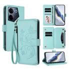 For Tecno Camon 20 4G / 20 Pro 4G Butterfly Love Flower Multi-card Zipper Wallet Leather Phone Case(Mint Green) - 1