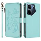 For Tecno Camon 20 4G / 20 Pro 4G Butterfly Love Flower Multi-card Zipper Wallet Leather Phone Case(Mint Green) - 2