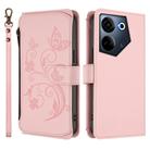 For Tecno Camon 20 4G / 20 Pro 4G Butterfly Love Flower Multi-card Zipper Wallet Leather Phone Case(Pink) - 2