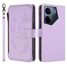 For Tecno Camon 20 4G / 20 Pro 4G Butterfly Love Flower Multi-card Zipper Wallet Leather Phone Case(Light Purple) - 2
