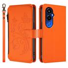 For Tecno Pova 4 Pro Butterfly Love Flower Multi-card Zipper Wallet Leather Phone Case(Orange) - 2