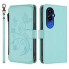 For Tecno Pova 4 Pro Butterfly Love Flower Multi-card Zipper Wallet Leather Phone Case(Mint Green) - 2