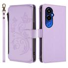 For Tecno Pova 4 Pro Butterfly Love Flower Multi-card Zipper Wallet Leather Phone Case(Light Purple) - 2
