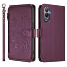 For Tecno Pova 4 Butterfly Love Flower Multi-card Zipper Wallet Leather Phone Case(Dark Purple) - 2