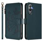 For Tecno Pova 4 Butterfly Love Flower Multi-card Zipper Wallet Leather Phone Case(Dark Green) - 2