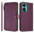 For Tecno Camon 19 / 19 Pro 5G Butterfly Love Flower Multi-card Zipper Wallet Leather Phone Case(Dark Purple) - 2