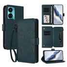 For Tecno Camon 19 / 19 Pro 5G Butterfly Love Flower Multi-card Zipper Wallet Leather Phone Case(Dark Green) - 1