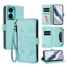 For Tecno Camon 19 / 19 Pro 5G Butterfly Love Flower Multi-card Zipper Wallet Leather Phone Case(Mint Green) - 1