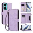 For Tecno Camon 19 / 19 Pro 5G Butterfly Love Flower Multi-card Zipper Wallet Leather Phone Case(Light Purple) - 1