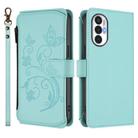 For Tecno Pova 3 Butterfly Love Flower Multi-card Zipper Wallet Leather Phone Case(Mint Green) - 2