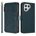 For Tecno Pova 7 4G Butterfly Love Flower Multi-card Zipper Wallet Leather Phone Case(Dark Green) - 2