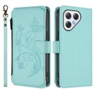 For Tecno Pova 7 4G Butterfly Love Flower Multi-card Zipper Wallet Leather Phone Case(Mint Green) - 2
