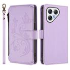 For Tecno Pova 7 4G Butterfly Love Flower Multi-card Zipper Wallet Leather Phone Case(Light Purple) - 2