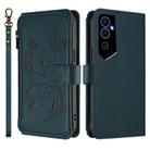 For Tecno Pova Neo 2 Butterfly Love Flower Multi-card Zipper Wallet Leather Phone Case(Dark Green) - 2