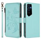 For Tecno Pova Neo 2 Butterfly Love Flower Multi-card Zipper Wallet Leather Phone Case(Mint Green) - 2