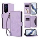 For Tecno Pova Neo 2 Butterfly Love Flower Multi-card Zipper Wallet Leather Phone Case(Light Purple) - 1