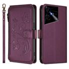 For Tecno Pova Neo 3 Butterfly Love Flower Multi-card Zipper Wallet Leather Phone Case(Dark Purple) - 2