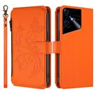For Tecno Pova Neo 3 Butterfly Love Flower Multi-card Zipper Wallet Leather Phone Case(Orange) - 2