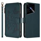 For Tecno Pova Neo 3 Butterfly Love Flower Multi-card Zipper Wallet Leather Phone Case(Dark Green) - 2