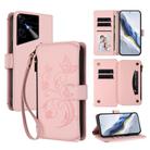 For Tecno Pova Neo 3 Butterfly Love Flower Multi-card Zipper Wallet Leather Phone Case(Pink) - 1