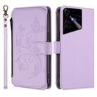 For Tecno Pova Neo 3 Butterfly Love Flower Multi-card Zipper Wallet Leather Phone Case(Light Purple) - 2