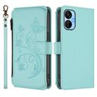 For Tecno Spark 9T / 9 Pro Butterfly Love Flower Multi-card Zipper Wallet Leather Phone Case(Mint Green) - 2